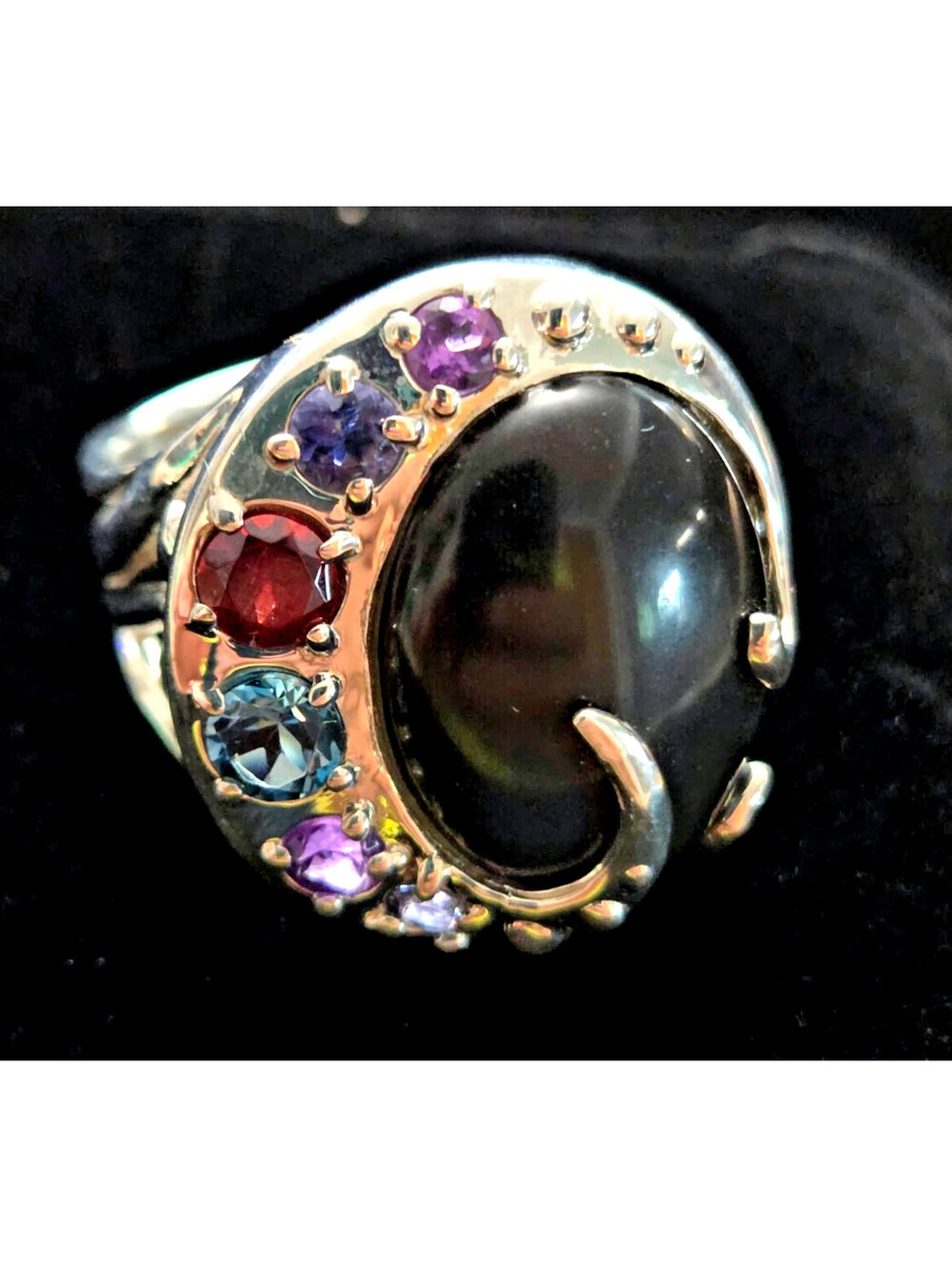 Carolyn Pollack Sincerely Southwest Moondance Rainbow Obsidian Ring Sz 9 NOS